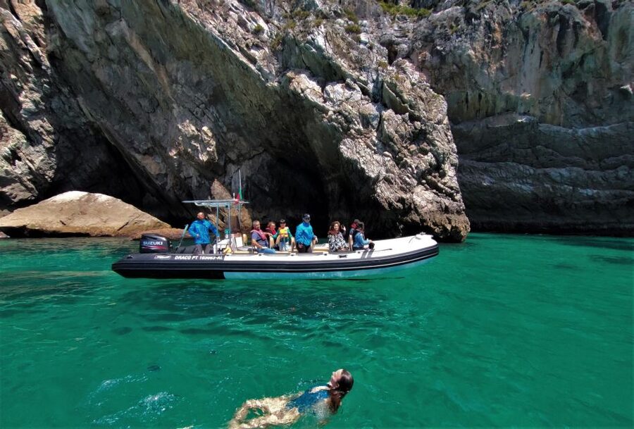 Sesimbra: Arrábida and Espichel Caves Tour and Snorkel - Ribeiro do Cavalo Beach from the water