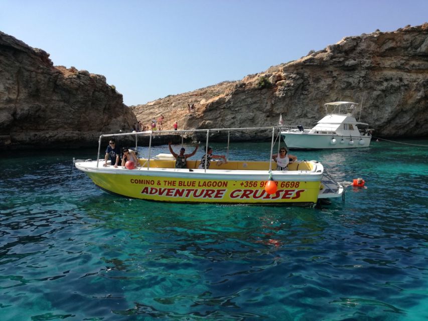 Sliema: Boat Trip to Comino Blue Lagoon, Gozo, and Caves - Crystal Lagoon: the first swim stop