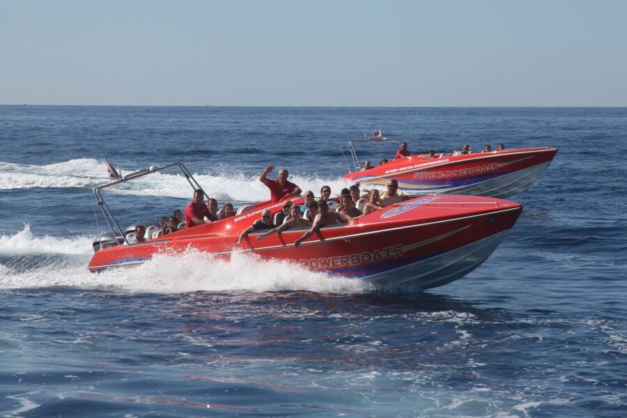 Sliema: Powerboat to Comino Caves & Blue Lagoon with a Swim - The ride across the Mediterranean