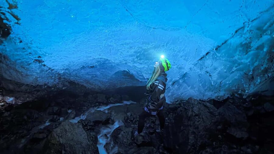 Sólheimajökull: Glacier Hike and Ice Cave Tour - Entering a naturally formed blue ice cave