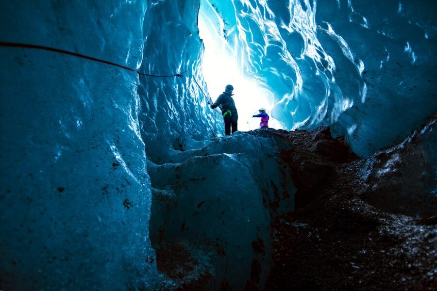 South Coast Iceland: 2-Day Blue Ice Cave & Jokulsarlon Tour - Entering a naturally formed blue ice cave