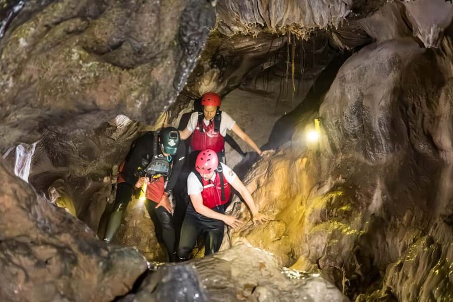 Split: Premium Rafting,Cave exploring,Cliff jumping & Picnic - Getting ready: helmets, life jackets, and wet shoes