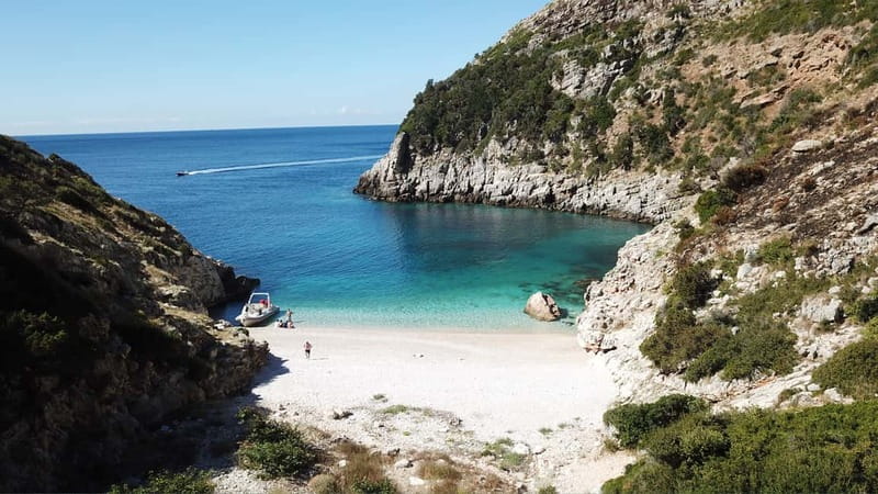 Vlore: Haxhi Ali Cave and Dafina Cave Speedboat Tour - Seeing the Karaburun cliffs from the boat