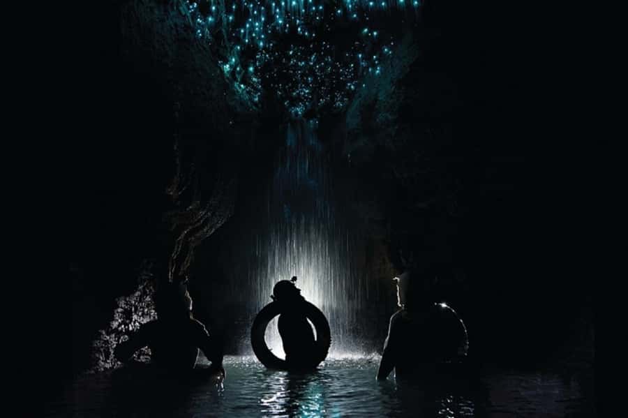 Waitomo Caves Black Abyss Ultimate Caving Experience - A glowworm zipline in the dark