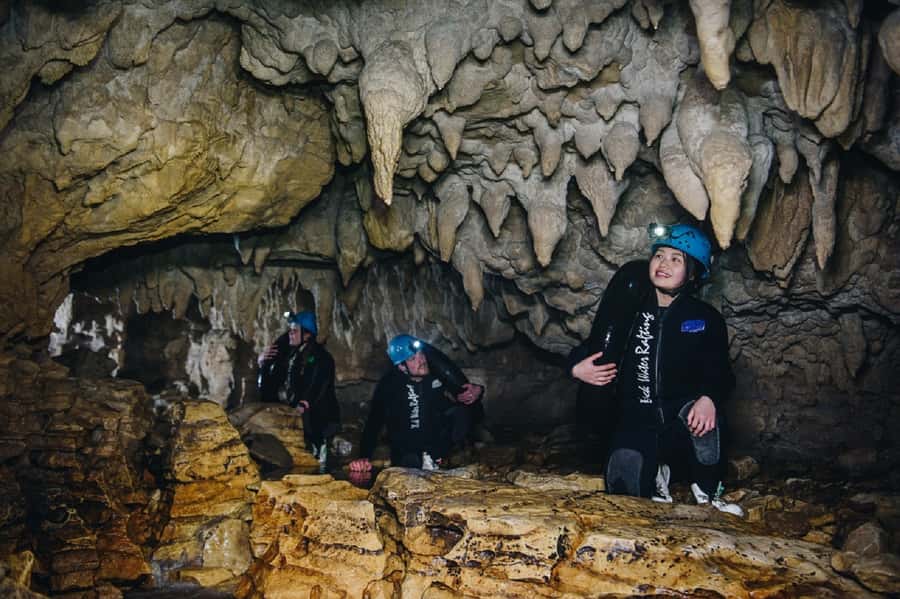 Waitomo Caves: Labyrinth Black Water Rafting Experience - The glowworm grotto from a rubber tube
