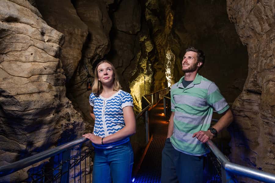 Waitomo Caves: Ruakuri Glowworm Cave Guided Walking Tour - The spiral entrance starts the tour with a small challenge