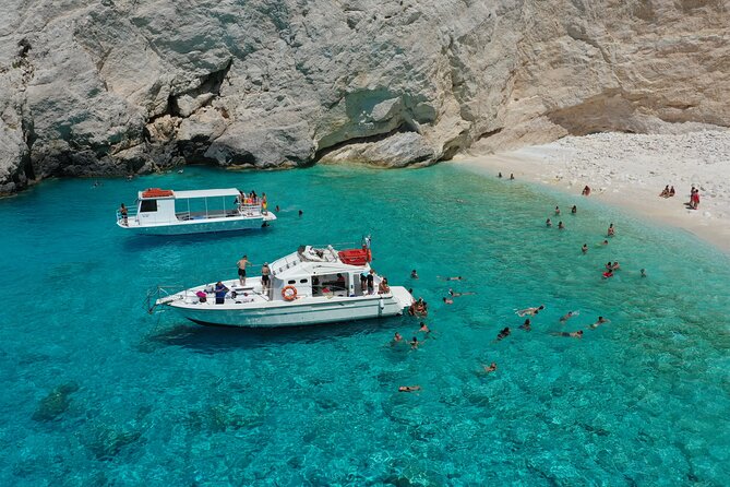 Zakynthos boat tour:Shipwreck& Local blue caves with 3 Swim Stops - Weather can change the whole plan
