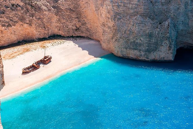 Zante Cruise to Blue Caves & Shipwreck Beach Photo stop - Blue Caves: dramatic color from the water