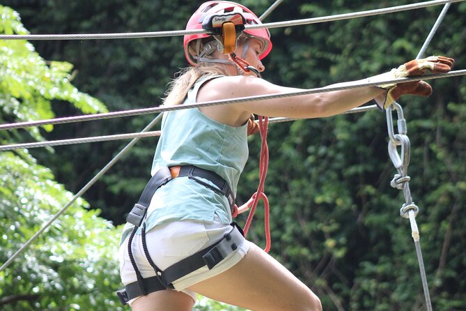Zipline Experience & Obstacle Course at Harrison's Cave by Chukka - Tackling the 14-element Gully Challenge Course